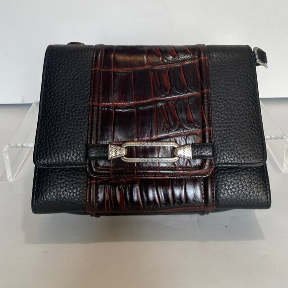 Vintage Black and Brown Brighton Organizer Crossbody Shoulder Strap Purse  EUC - Picture 3 of 16